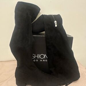 Fashion Nova Black Suede Over-the-Knee Boots